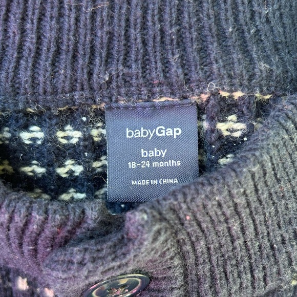 Baby Gap Navy Speckled Button Cardigan with Elbow Patches 18-24 Month - Picture 4 of 5